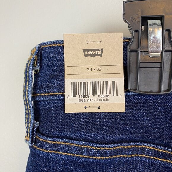 Levis 502 Jeans Mens 34x32 Blue Taper Stretch Denim Regular Fit Zip Fly New - Picture 5 of 14